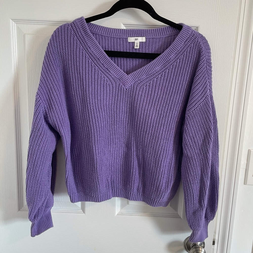 BP Purple V Neck Cropped Sweater
